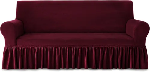 Vista 17 de NICEEC Funda para sofá biplaza gruesa de felpa de 1 pieza, funda negra cálida para sofá biplaza, funda elástica y esponjosa para sala de estar