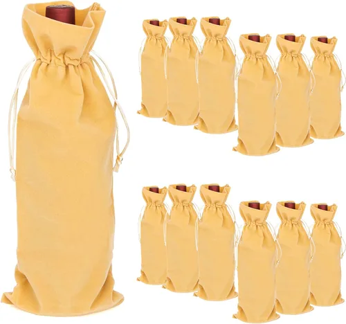 Vista 7 de TopTie 12 bolsas de terciopelo para botella de vino de 25.4 fl oz, bolsas de cordón de 6.3 x 15 pulgadas, accesorios de fiesta de boda