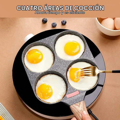 Vista 2 de Sartén para huevos, sartén antiadherente para huevos fritos de 4 tazas, sartén para panqueques de aleación de aluminio para el desayuno, sartén