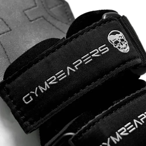 Vista 8 de Gymreapers - Agarres para levantamiento de pesas (par) para levantamiento de potencia pesada, peso muerto, remo, tracción, con envoltura de muñeca