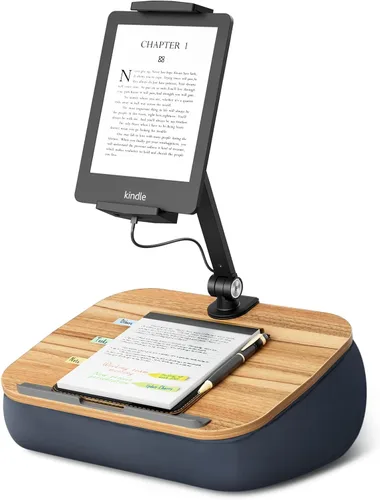 Vista 12 de ERGONOV Almohada de frijoles para regazo acogedora Kindle con soporte ajustable para brazo, soporte de tableta de 360°, se adapta a Kindle