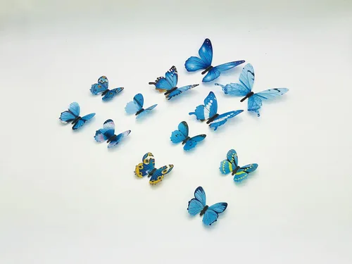 Vista 2 de 132 calcomanías de mariposa, calcomanías de pared de mariposas coloridas 3D, mariposas de plástico 3D, decoración de pared para fiesta
