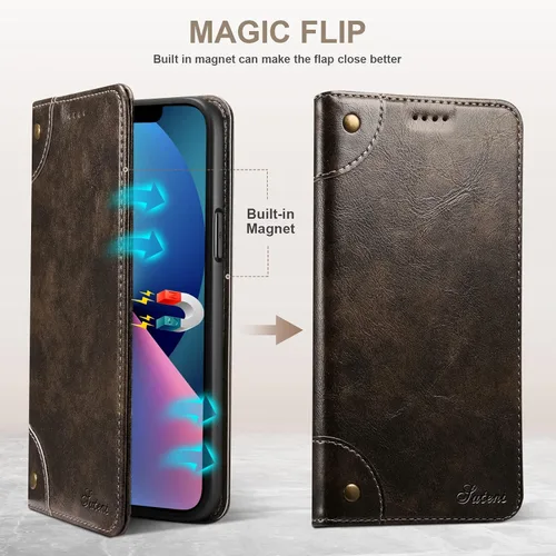 Vista 3 de SINIANL Funda tipo cartera compatible con iPhone 14 Plus, con función atril magnético, tarjetero de crédito para iPhone 14 Plus de 6.7 pulgadas