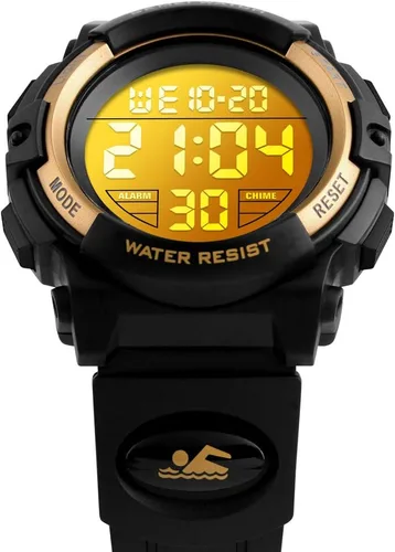 Vista 3 de Reloj digital deportivo impermeable para niños, reloj despertador de 1224 H, cronómetro, calendario de 3 a 15 años, reloj de pulsera para niños