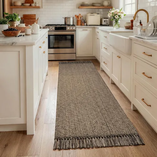 Vista 66 de Collive Alfombra de Baño Negra, 2' x 3' Tejida a Mano Lavable Alfombras Pequeñas de Cocina, Alfombra de Entrada Reversible de Algodón Alfombra