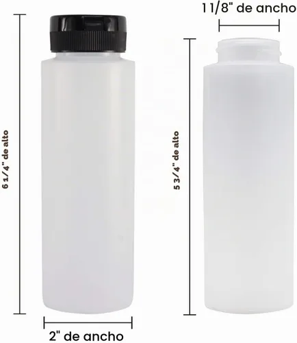 Vista 3 de Pinnacle Mercantile Botellas de condimento de plástico fáciles de apretar con tapa abatible negra, 8 onzas, juego vacío 6 Negro