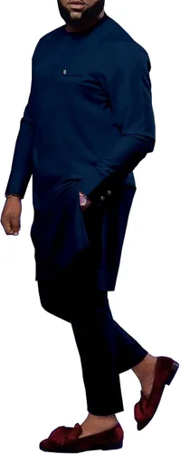 Vista 7 de Ropa africana para hombre, Bazin Riche Dashiki - Conjunto de 2 piezas, traje africano tribal