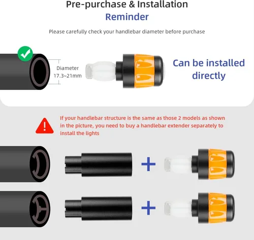 Vista 4 de ulip Luz de agarre para manillar señales de giro para bicicleta intermitentes para E-Scooters Lámpara indicadora recargable USB Luces de advertencia