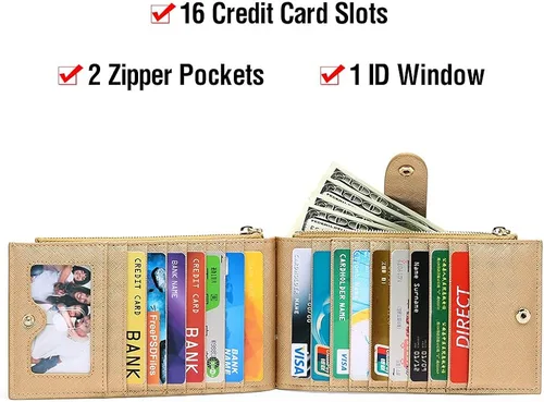 Vista 3 de GOIACII - Carteras para mujer de dos pliegues con bloqueo RFID y 2 bolsillos con cremallera
