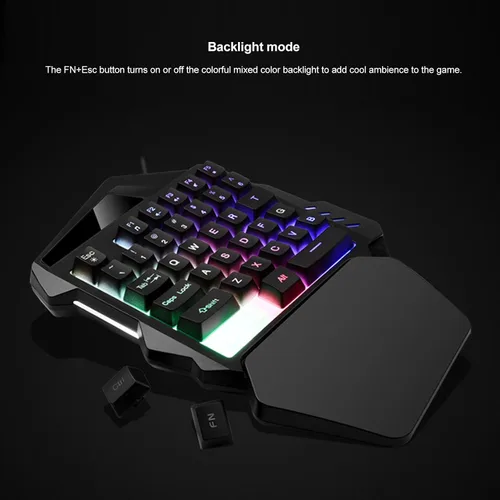 Vista 5 de Diyeeni Teclado para juegos con una sola mano, 35 teclas RGB teclado mecánico para juegos, teclado ergonómico profesional para juegos con teclas
