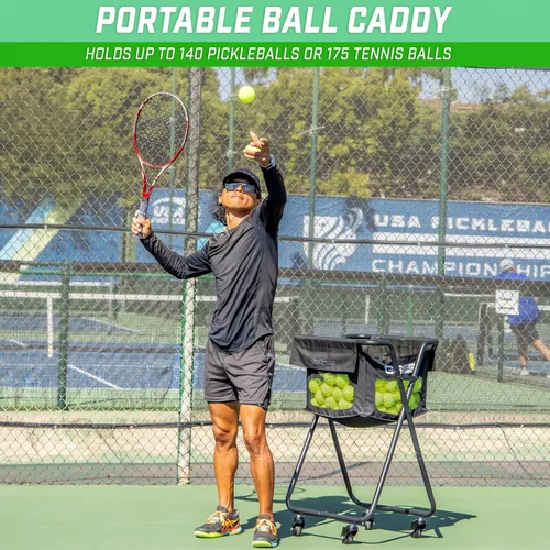 Vista 2 de GoSports Carrito de pelotas con ruedas: carrito portátil con capacidad para 140 pelotas de pickleball o 175 pelotas de tenis
