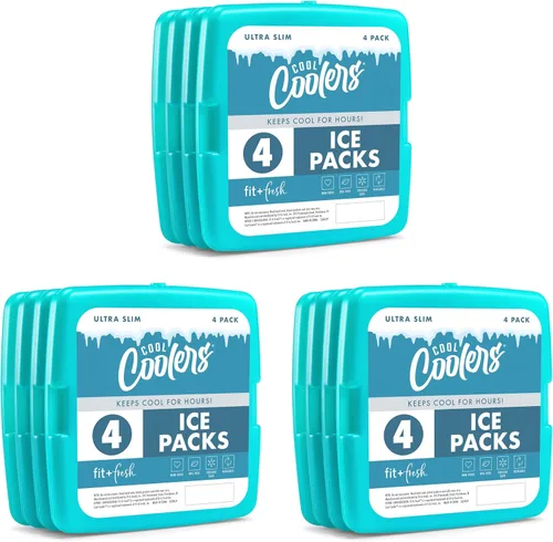 Vista 9 de Enfriadores Cool de Fit + Fresh, Paquetes de Hielo Delgados Reutilizables y Duraderos, Paquetes Fríos para Loncheras, Paquetes de Hielo para Bolsas