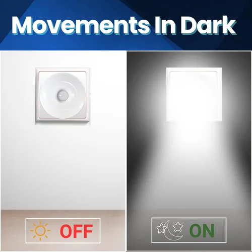 Vista 6 de Luz de sensor de noche brillante LED Sensor de movimiento y luz Toma de corriente alterna enchufable cuello flexible giratorio PIR lámpara