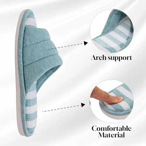 Vista 5 de OanKhunera Pantuflas de punta abierta para mujer, cómodas pantuflas de casa para mujer, de espuma viscoelástica, cómodas y suaves, acogedoras