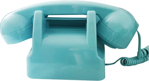 Vista 6 de Teléfono retro, con cable clásico antiguo teléfono fijo para el hogar/oficina, con cable francés azul antiguo rotativo regalo para decoración de arte