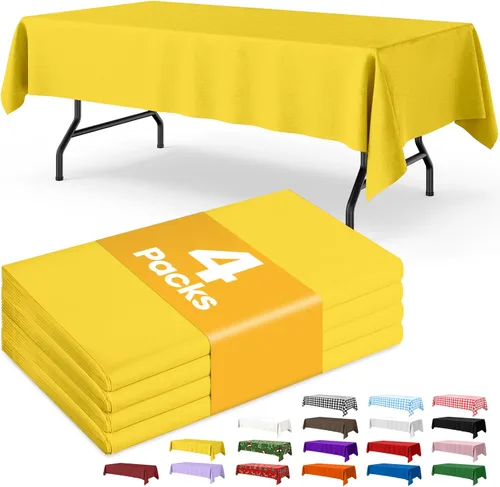Vista 10 de Mantel de bandera estadounidense, paquete de 4 manteles patrióticos desechables de 54 x 108 pulgadas para mesas de 6 pies, decoraciones del 4