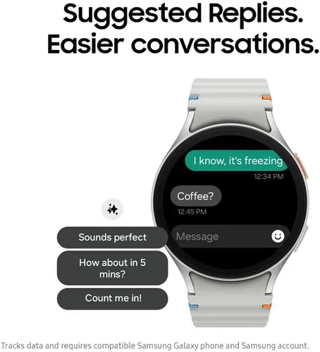 Vista 6 de Samsung Galaxy Ai Watch 7 Especificaciones de América Latina SM-L300 (40mm) Bluetooth, consejos de bienestar, seguimiento de la frecuencia cardíaca
