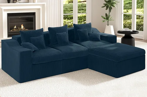 Vista 21 de HABUTWAY Sofá modular modular de 101 pulgadas con asiento profundo, moderno sofá convertible en forma de L, sofá tapizado con diván para sala