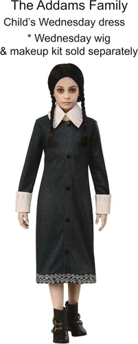 Vista 3 de Disfraz familiar de los miércoles de Addams para niños Multicolor