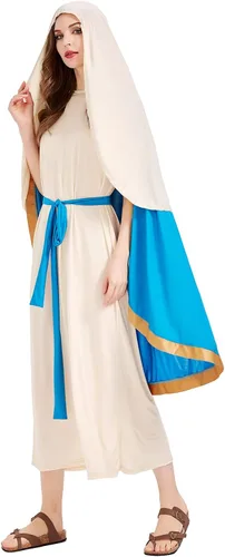 Vista 5 de Disfraz de María para mujer, disfraz de Virgen María para adultos, traje bíblico cristiano de Jesús, Pascua, Santa María, Cosplay