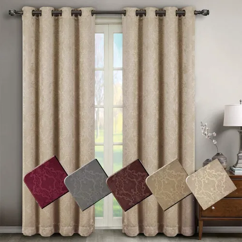 Vista 3 de Royal Hotel Bedding Bella - Paneles de cortina opacas con ojales, color beige, 2 paneles, 52 x 63 pulgadas cada uno