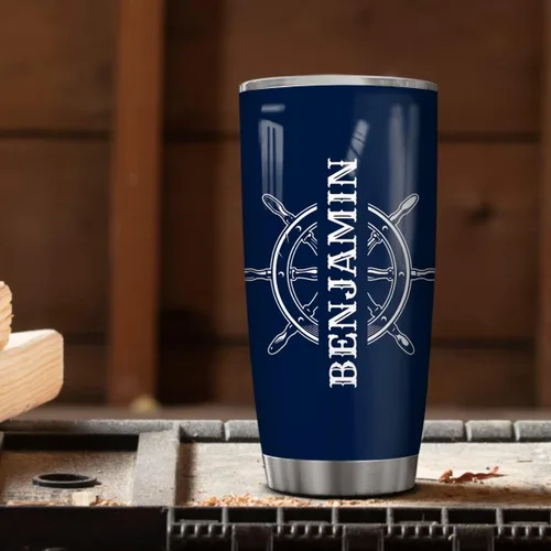 Vista 3 de winorax Vaso de capitán personalizado de 20 onzas, 30 onzas, acero inoxidable, aislado, taza de viaje para café, con tapa, cumpleaños, Navidad, Día