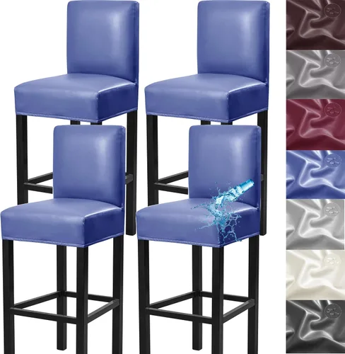 Vista 13 de Fundas para taburetes de bar, paquete de 2 fundas elásticas impermeables de poliuretano con respaldo, fundas extraíbles para taburetes de bar
