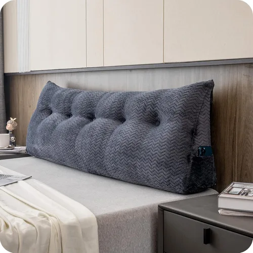 Vista 9 de Cabecera triangular grande, respaldo de cuña y soporte de posicionamiento, almohadas de lectura, almohadas de cuña para cama de día con funda