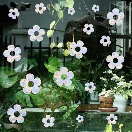 Vista 9 de Calcomanías para ventana de flores, calcomanías de ventana de flores pequeñas, calcomanías estáticas para ventanas florales de primavera, Arco