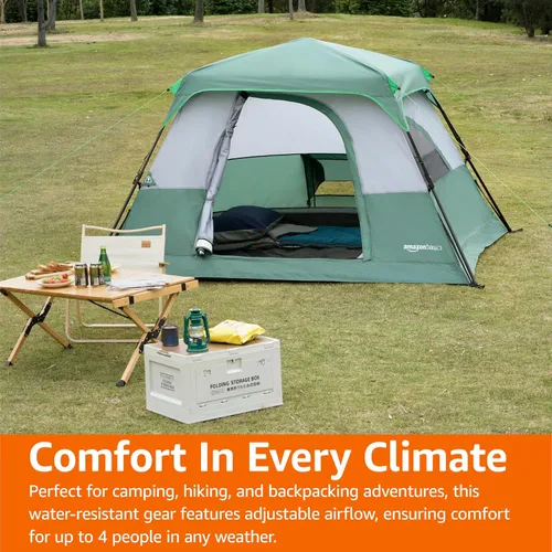 Vista 6 de Amazon Basics Tienda de campaña instantánea con lluvia, resistente a la intemperie, instalación rápida