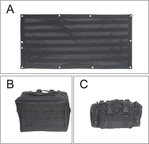 Vista 4 de Hooke Road - Bolsas de almacenamiento para portón trasero Wrangler y kit organizador de carga trasera para Jeep JK Wrangler y Unlimited 2007-2018
