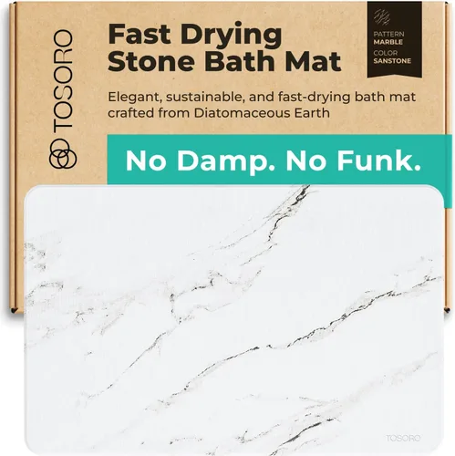Vista 13 de TOSORO - Tapete de baño de piedra de tierra de diatomeas, antideslizante, súper absorbente, tapete de baño de piedra de diatomita para el suelo