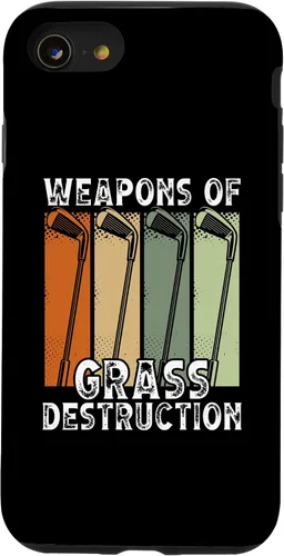 Vista 13 de iPhone 15 Armas de destrucción de hierba Funda divertida para jugadores de golf