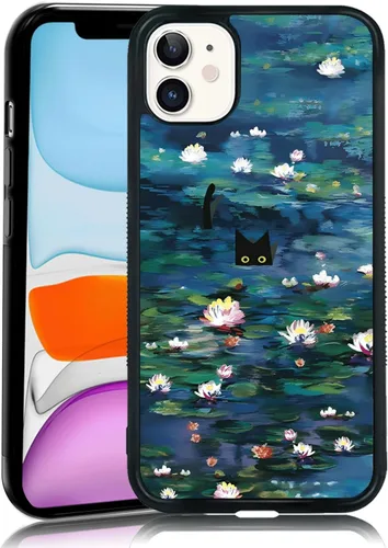 Vista 88 de Elegante funda de teléfono con diseño de gato Marie compatible con iPhone 11, funda de encaje dorado para iPhone, a prueba de golpes, rosa fucsia