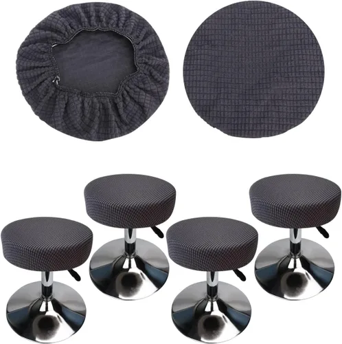 Vista 17 de Funda de taburete redonda de 12 a 16 pulgadas, fundas de asiento redondas para taburetes de bar, tela de lujo elástica, lavable de jacquard a prueba
