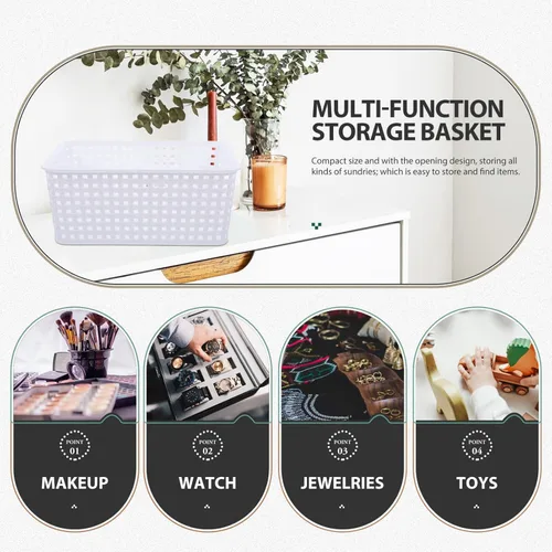 Vista 8 de Cabilock 2 cestas de almacenamiento multiusos para cocina, baño, armario, mango de diseño hueco, fácil de limpiar, ahorro de espacio