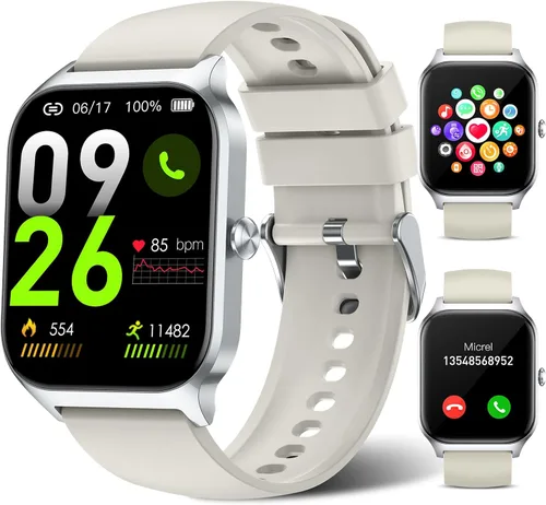 Vista 9 de Smart Watch for Men Women Make Call Answer 1.85" with 20+ Sport Modes Fitness Tracker Sleep Spo2 Heart Rate Monitor Smartwatch Waterproof Pedometer