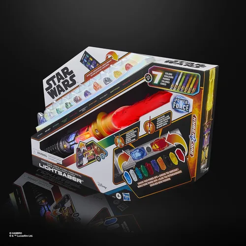 Vista 15 de STAR WARS Power Crystal Lightsaber, 7 colores y 10 cristales, más de 50 combinaciones que cambian de color, luces y sonidos, juguetes para niños