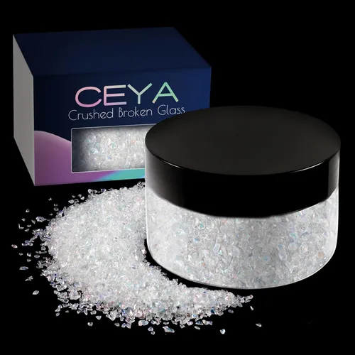 Vista 23 de Ceya - Conjunto de purpurina de vidrio irregular triturado en 32 colores, 640g/ 22.6 oz, chips de cristal metálico roto de 2-4mm, purpurina gruesa