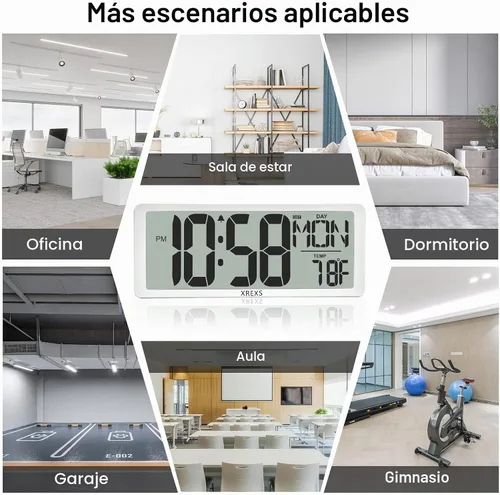 Vista 8 de XREXS Reloj de pared digital de 14.17" con retroiluminación
