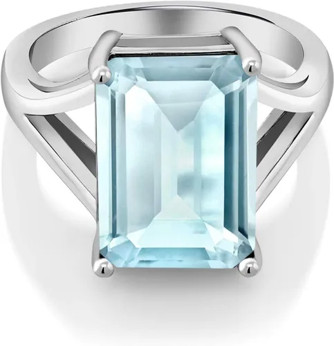 Vista 21 de Gem Stone King Anillo de compromiso solitario con piedra preciosa de corte esmeralda de 0.551 x 0.394 in para mujer, plata de ley 925, anillo