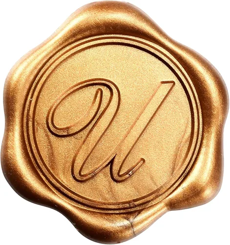 Vista 9 de Yoption - Pegatinas adhesivas de sello de cera con letra inicial A, paquete de 25 pegatinas de sello de cera con letra antigua dorada, sellos
