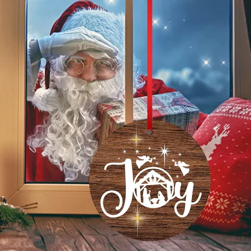 Vista 9 de Adorno de Navidad de Alegría, Belén, Biblia de Jesús de cerámica para árbol colgante, decoración cristiana, relleno de calcetín de regalo de Navidad