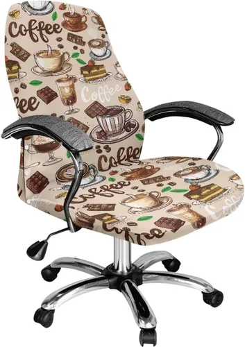 Vista 7 de Xoenoiee Bee Floral Print Office Chair Covers, Stretch Computer Boss Chair Cover with Button High Back Chair Slipcover Anti-Dust Rotating Chair