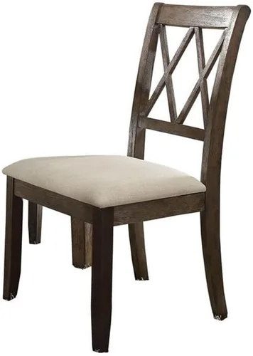 Vista 3 de Acme Silla auxiliar Claudia en lino beige y marrón salvage