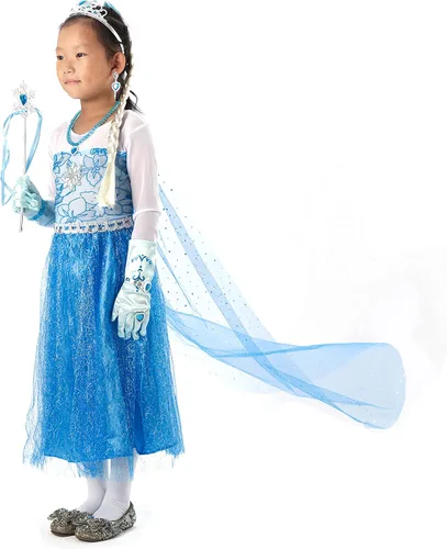 Vista 4 de Vestido de princesa para niñas disfraz de princesa para niñas pequeñas disfraz de princesa de Halloween con accesorios
