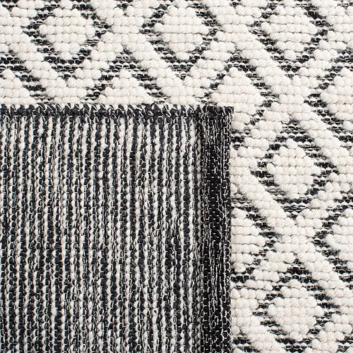 Vista 4 de SAFAVIEH Vermont Collection - Alfombra decorativa de 2 pies 3 pulgadas x 4 pies, marfil y negro, lana hecha a mano, ideal para zonas de alto tráfico