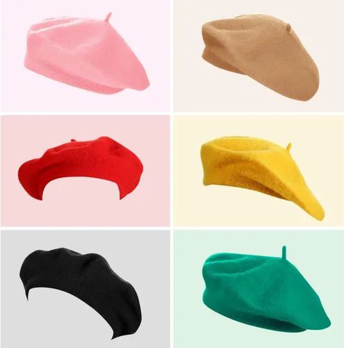 Vista 3 de SATINIOR 10 Piece Artificial Wool Beret for Woman, Artist Hat, French Style Polyester Beret Hat Set