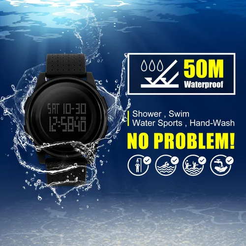 Vista 7 de Reloj deportivo digital ultrafino para hombre, resistente al agua, LED, luminoso, relojes de pulsera para hombres y mujeres
