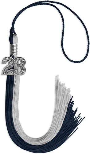 Vista 85 de Endea Graduation Borla de doble color con dije de plata brillante (negro/oro antiguo, 2025)